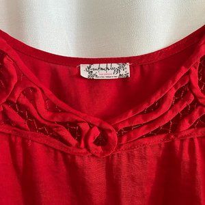 NWT Free People Red Embroidered Cropped Blouse